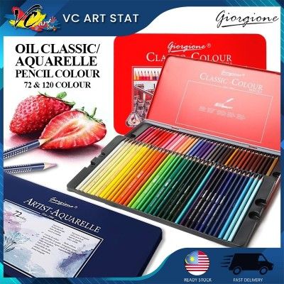 Photo 1 of VC Art Giorgione Artist Aquarelle Watercolor Water Soluble / Oil Classic Colour Pencils 72 / 120 Color Pensel Warna
