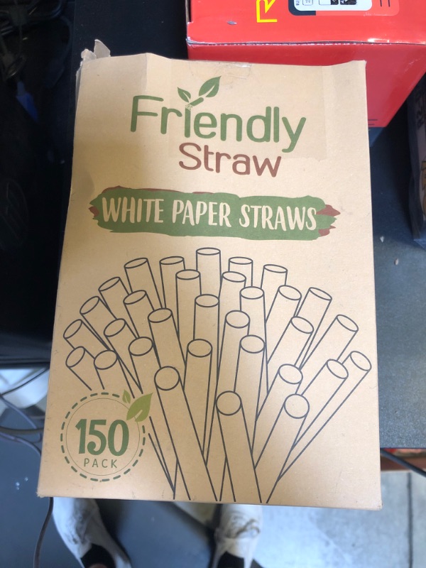 Photo 2 of Friendly Straw 150 Pack Biodegradable Jumbo Smoothie Paper Straws