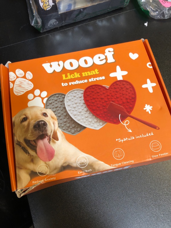 Photo 2 of Wooef Large Lick Mat for Dogs and Cats with Suction Cups 3PCS for Anxiety Relief Toys for Boredom Reducer Dog Treat Mat for Bathing Dog Gift for Birthday