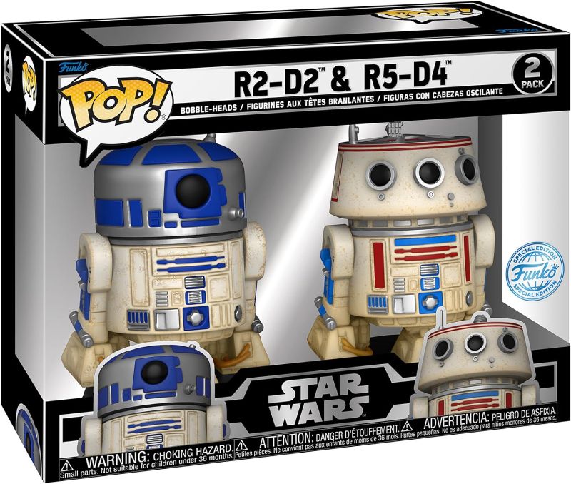 Photo 1 of Funko POP! Star Wars Celebration 2023 R2-D2 and R5-D4 Vinyl Bobblehead Set 2-Pack 2023 Galactic Convention Exclusive
