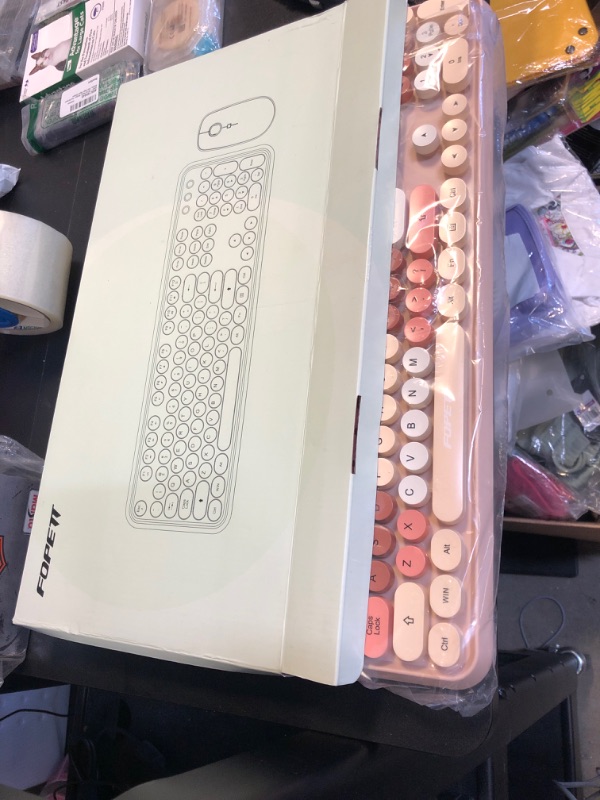 Photo 1 of FOPETT Keyboard and Mouse Sets Wireless,Reliable 2.4 GHz Connectivity for PC,Laptop,Smart TV and More (Milk Tea Color)
