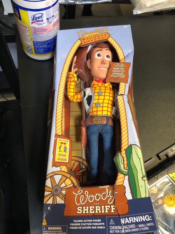 Photo 1 of DISNEY Store Official Woody Interactive Talking Action Figure from Toy Story 4, 15 Inches, Features 10+ English Phrases, Interacts with Other Figures, Removable Hat, Ages 3+