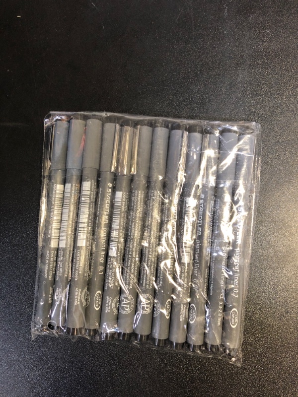Photo 1 of Staedtler Pigment Liner black fineliner pens, full professional 12 pieces artist drawing technical drafting sets