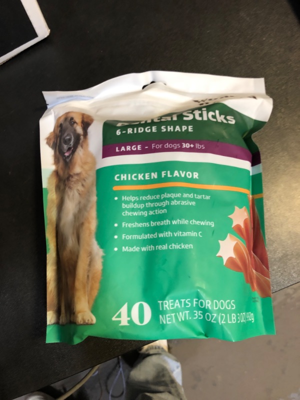 Photo 2 of Amazon Brand - Wonder Bound Chicken Flavor Dental Sticks, Large, 40 Count Chicken Large Dogs (30+ lbs) exp dec 2025