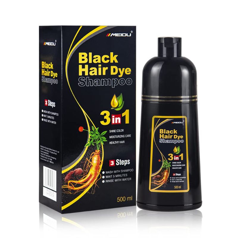 Photo 1 of MEIDU Black Hair Dye Shampoo for Gray Hair, Semi-Permanent Hair Color Shampoo for Women and Men, Herbal, 3 in 1 100% Grey Cover.Lasts 30 Days/500ml/Natural herbal
