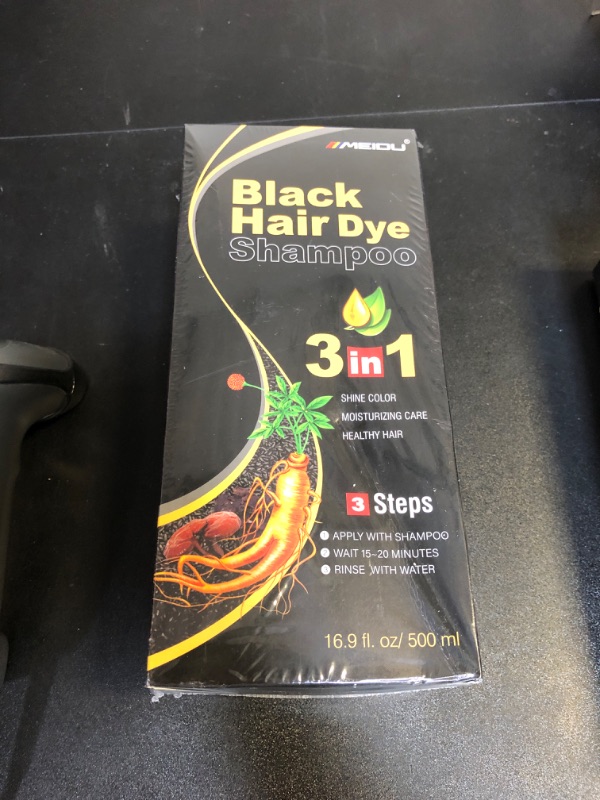 Photo 2 of MEIDU Black Hair Dye Shampoo for Gray Hair, Semi-Permanent Hair Color Shampoo for Women and Men, Herbal, 3 in 1 100% Grey Cover.Lasts 30 Days/500ml/Natural herbal
