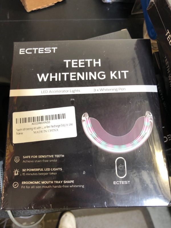 Photo 2 of Teeth Whitening Kit with LED Light Effective for Sensitive Teeth or Coffee Drinker, Teeth Whitening Kit with 32X Powerful Blue-Red Recharge Home Easy to Use Black