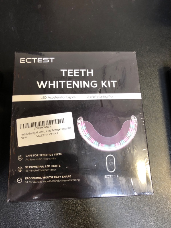 Photo 2 of Teeth Whitening Kit with LED Light Effective for Sensitive Teeth or Coffee Drinker, Teeth Whitening Kit with 32X Powerful Blue-Red Recharge Home Easy to Use Black