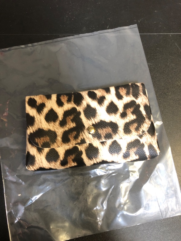 Photo 1 of Leatherette Fold Over Clutch Bag Leopard Print