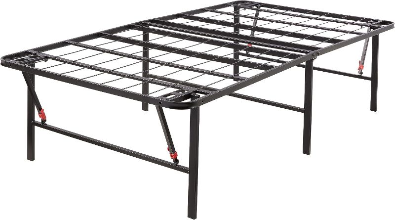Photo 1 of Amazon Basics Foldable Metal Platform Bed Frame with Tool Free Setup, 18 Inches High, Sturdy Steel Frame, No Box Spring Needed, Twin, Black
