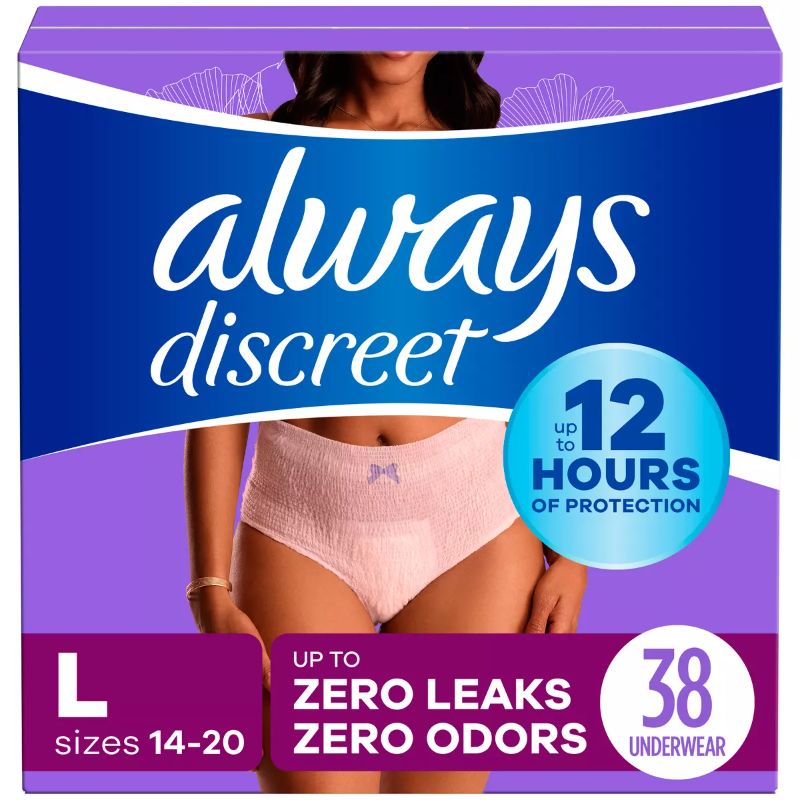 Photo 1 of Always Discreet Adult Postpartum Incontinence Underwear for Women - Maximum Protection- LG - 38pc