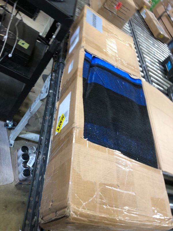 Photo 1 of 14FT Universal Trampoline Replacement Enclosure Poles with Safety Net, Round Trampoline Enclosure Net with Poles, Come with Clamps and Hardware Fits Most 6 Straight Poles Trampoline Frame
