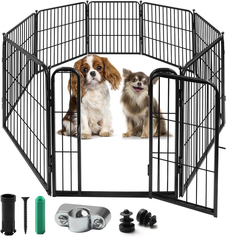 Photo 1 of ComSaf Dog Playpen Indoor, 24" Height 6 Panels Metal Dog Fence,Playpen for Puppy/Small Dogs, Portable Pet Puppy Playpen for Indoor 6 Panels 24inch