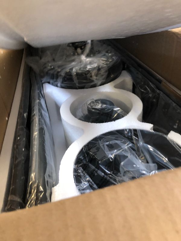 Photo 1 of JHHF Ceiling Fan with Lights, 84” Black Large Ceiling fan with Remote and Wall Switch, Quiet Reversible DC Motor, 8 Blades, 3 light Colors Modern Industrial Ceiling fan for Indoor and Covered Outdoor 84 inch (8 blades)