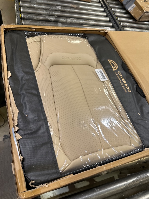 Photo 2 of Coverado Front Seat Covers 2 Pieces, Waterproof Nappa Leather Auto Seat Protectors, Universal Fit for Most Sedans SUV Pick-up Truck, Beige Beige FrontPair