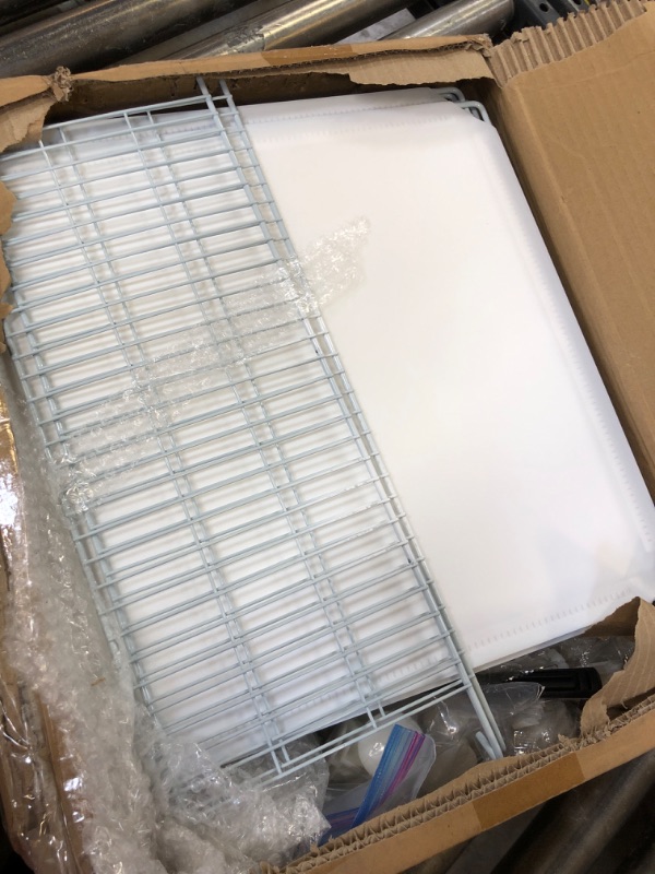 Photo 1 of YITAHOME Cat Cage Indoor Cat Enclosures DIY Cat Playpen Metal Kennel with Extra Large Hammock for 1-2 Cats, Ferret, Chinchilla, Rabbit, Small Animals White 28"L x 28"W x 41"H White