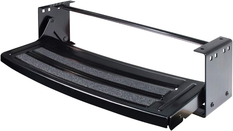 Photo 1 of Lippert Components Radius 24" Single Manual RV Step Assembly, 300 lbs. Anti-Slip Steps, Compact One-Hand Expand or Collapse, Black Powder Coat, Travel Trailers, 5th Wheels, Campers - 432678
