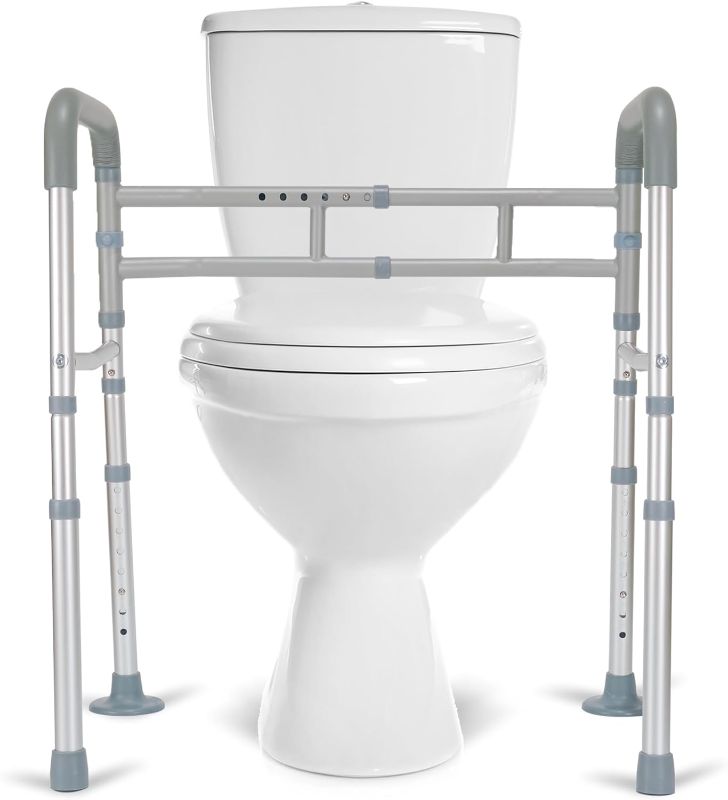 Photo 1 of LandTale Toilet Safety Rails, Adjustable Toilet Rails for Elderly Adults Senior Disabled Handicap, Toilet Assistance Handles Safety Frames, Fit for Most Toilet, Foldable & Portable
