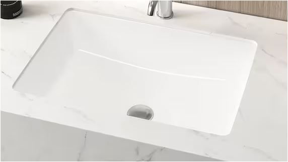 Photo 1 of 22 in. Ceramic Rectangular Undermount Bathroom Sink in White with Overflow Drain
