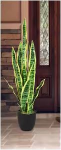 Photo 1 of 36 in. Green Artificial Tiger Plant Indoor and Outdoor Decoration Faux Agave Fake Sansevieria
