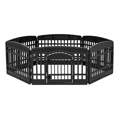 Photo 1 of IRIS USA 34" Exercise 8-Panel Pet Playpen with Door, Dog Playpen, Puppy Playpen, Small Medium Large Dogs, Keep Pets Secure, Easy Assemble, Rust-Free, Heavy-Duty Molded Plastic, Customizable, White
