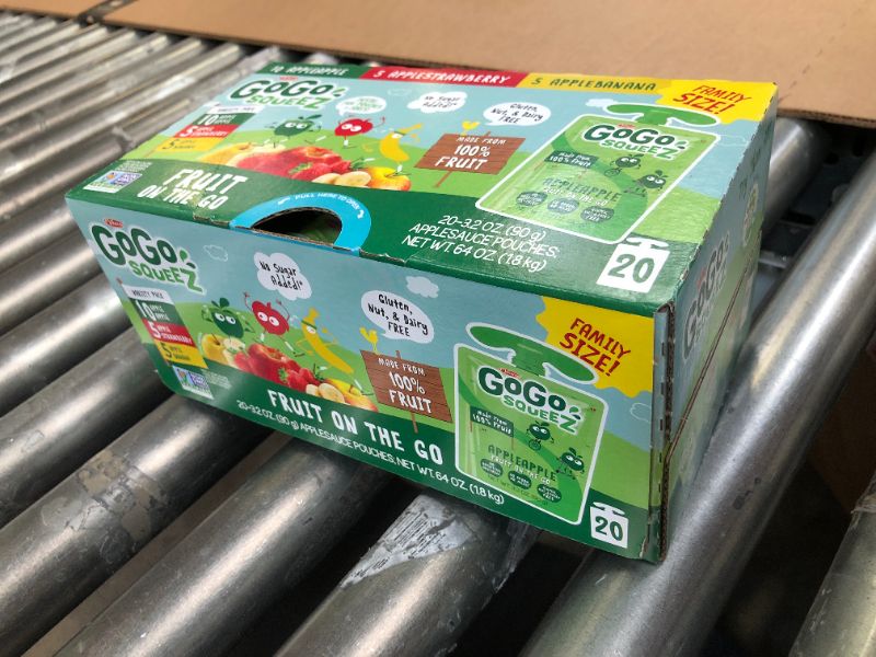 Photo 2 of GoGo squeeZ Fruit on the Go Variety Pack, Apple Apple, Apple Banana, & Apple Strawberry, - Tasty Kids Applesauce Snacks - Gluten Free Snacks for Kids - Nut & Dairy Free - Vegan Snacks, 3.2 Ounce (Pack of 20) Apple Banana Strawberry - exp date 1/28/25