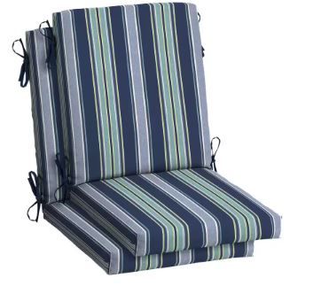 Photo 1 of 20 in. x 20 in. Sapphire Aurora Blue Stripe High Back Outdoor Dining Chair Cushion (2-Pack)
