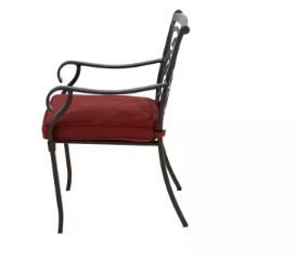 Photo 1 of Oakshire Park Cushioned Aluminum Outdoor Dining Chairs with Red Cushions (2-Pack)
