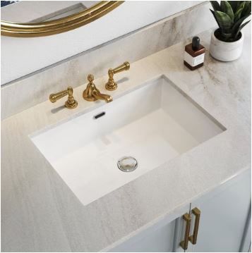 Photo 1 of 23-5/8 in.Rectangle Undermount Bathroom Sink in White with Overflow Drain
