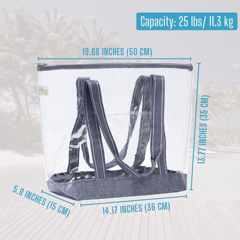 Photo 2 of 2pack VENO Clear Bag Transparent Vinyl PVC Tote, Stadium, Outdoor, Beach, Pool
