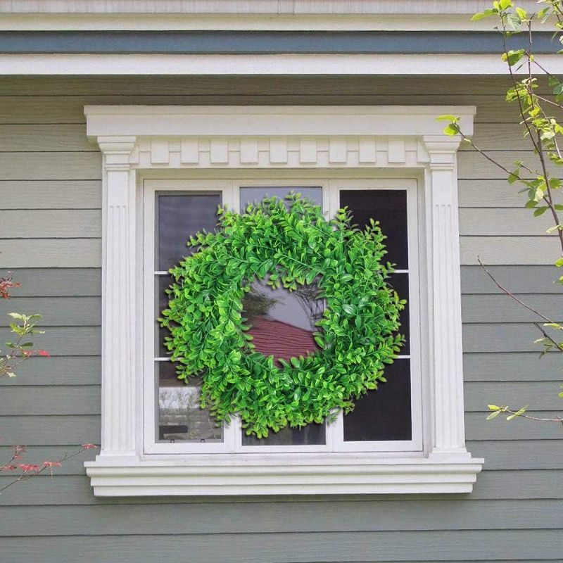 Photo 2 of 13" Front Door Wreaths Artificial Spring Summer Greenery Hanging Garland for Home Wedding Wall Window Decoration 
