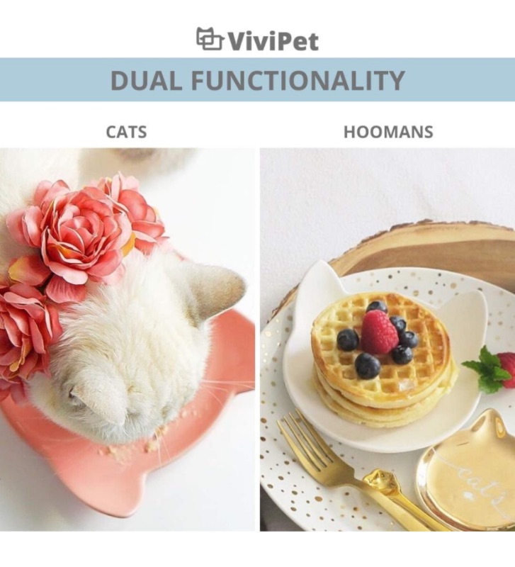 Photo 2 of ViviPet | Kitty Plates in Pastel Color for The cat Lovers (White, Small)