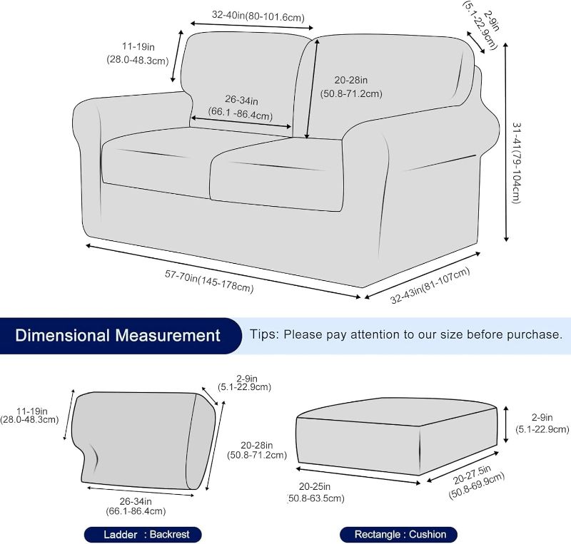 Photo 2 of 5 Pieces Velvet Stretch Loveseat Covers Sofa Cover for 2 Cushion Couch Luxury 2 Seater Couch Covers with 2 Backrest Covers and 2 Cushion Covers with Elastic Band (Navy, Medium)

