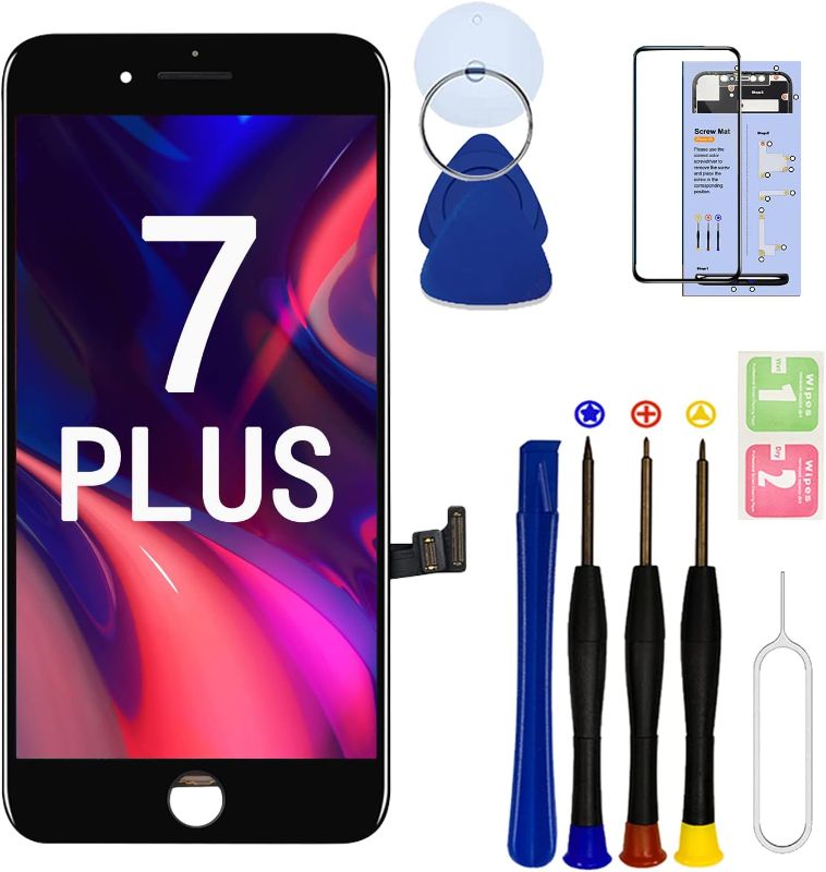 Photo 1 of for iPhone 7 Plus Screen Replacement Kit,5.5 Inch 3D Touch LCD Digitizer Display for iPhone 7 Plus,with Repair Tools Kit (Black)
