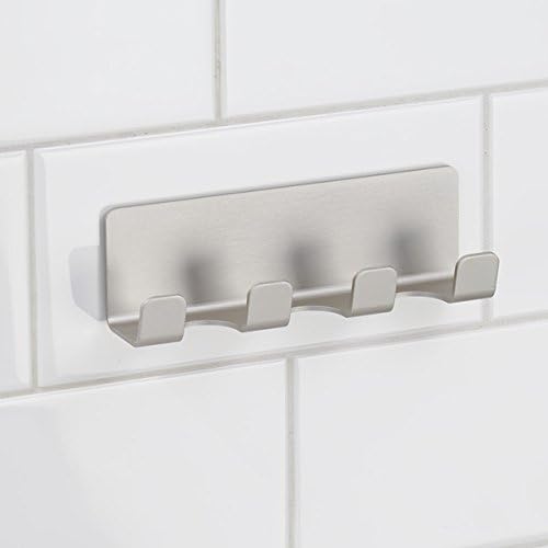 Photo 2 of InterDesign AFFIXX Strong Self-Adhesive Metro Aluminum Bathroom Shower Hook Rack for Loofahs, Razors - Silver
