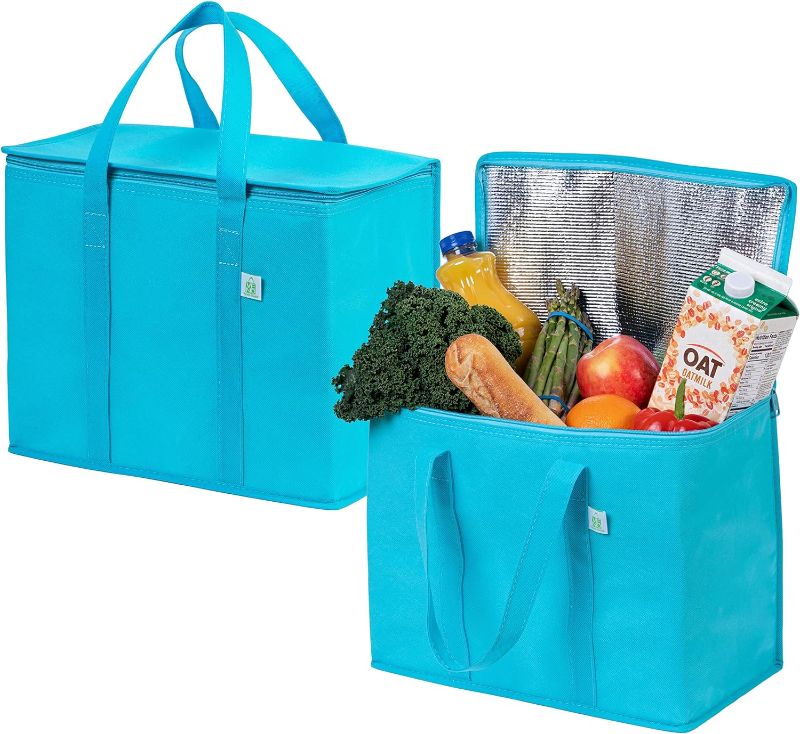 Photo 1 of VENO Insulated Reusable Grocery Bags, Food Delivery Bag, Durable, Heavy Duty, Large, Collapsible, Sturdy Zipper

