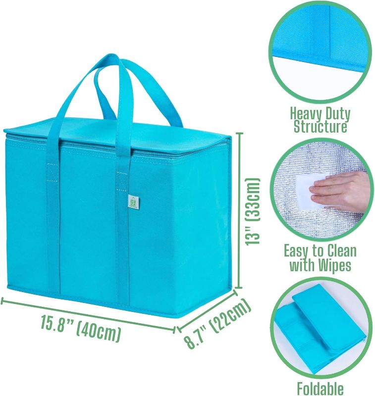 Photo 2 of VENO Insulated Reusable Grocery Bags, Food Delivery Bag, Durable, Heavy Duty, Large, Collapsible, Sturdy Zipper
