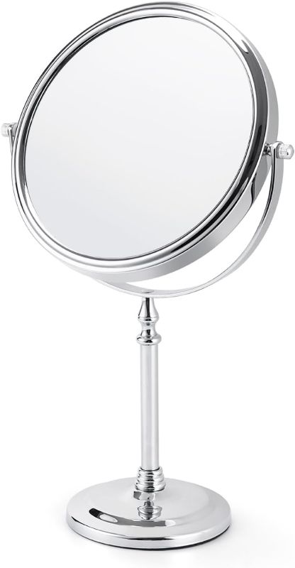 Photo 1 of Vanity Mirror Round Freestanding Makeup Mirror for Bedroom Makeup Mirror with 7X Magnifying Mirror 360 Degree Swivel with Stainless Steel Frame for Bathroom Cosmetics
