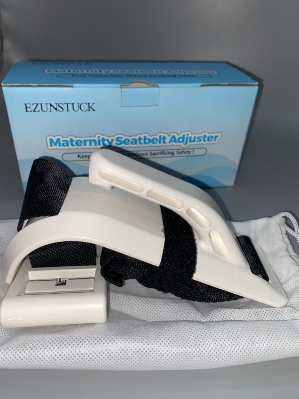 Photo 3 of White Maternity Seat Belt Adjuster - Seat Bump Strap for Protecting Belly - Prevent Compression of Abdomen - A Must Have Maternity Seat Cover Belt for Expectant
