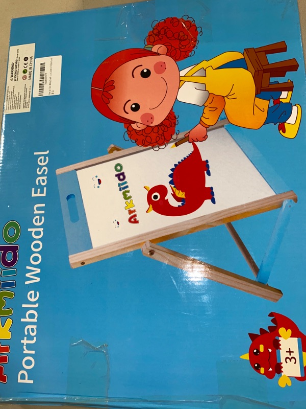 Photo 4 of KIDS WONDER Kids Drawing Board Portable Easel Wooden Tabletop for Toddlers Foldable Double-Sided Whiteboard & Blackboard Painting Gifts for Artist Boys Girls