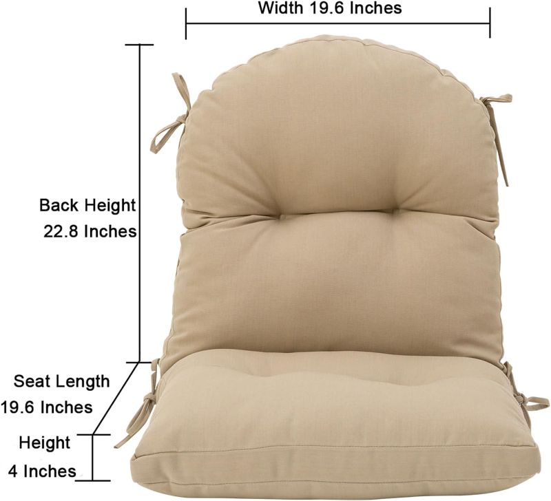 Photo 2 of QILLOWAY Indoor Outdoor Seat Back Chair Pads Tufted Cushion, Spring/Summer Seasonal Replacement Cushions,1Count. (Beige/Sand/Camel)
