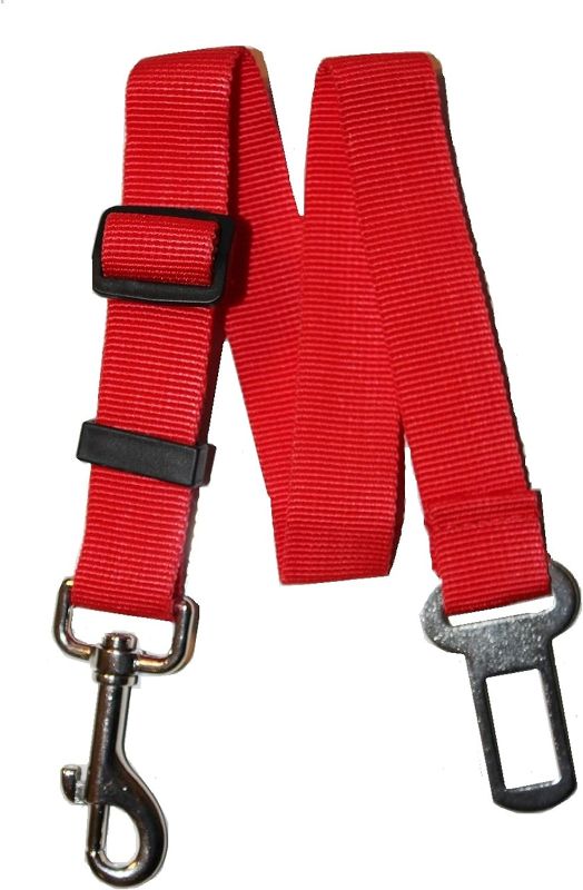 Photo 1 of Downtown Pet Supply Universal Dog Seat Belt for Car, Red 16-27" 2 PK - Dog Safety Belt for Car with a Swivel Snap Hook and Car Seat Belt Clip - Adjustable Dog Tether for Car, Fits Most Vehicles

