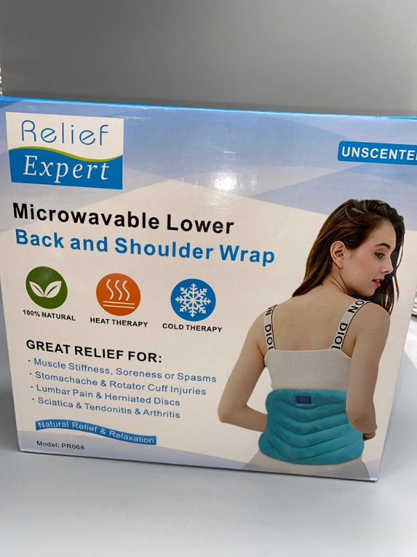 Photo 3 of Relief Expert Microwavable Heating Pad for Back Pain Relief, Menstrual Cramps Heating Pad Microwavable with Moist Heat for Back, Neck and Shoulder, Stomach, Unscented
