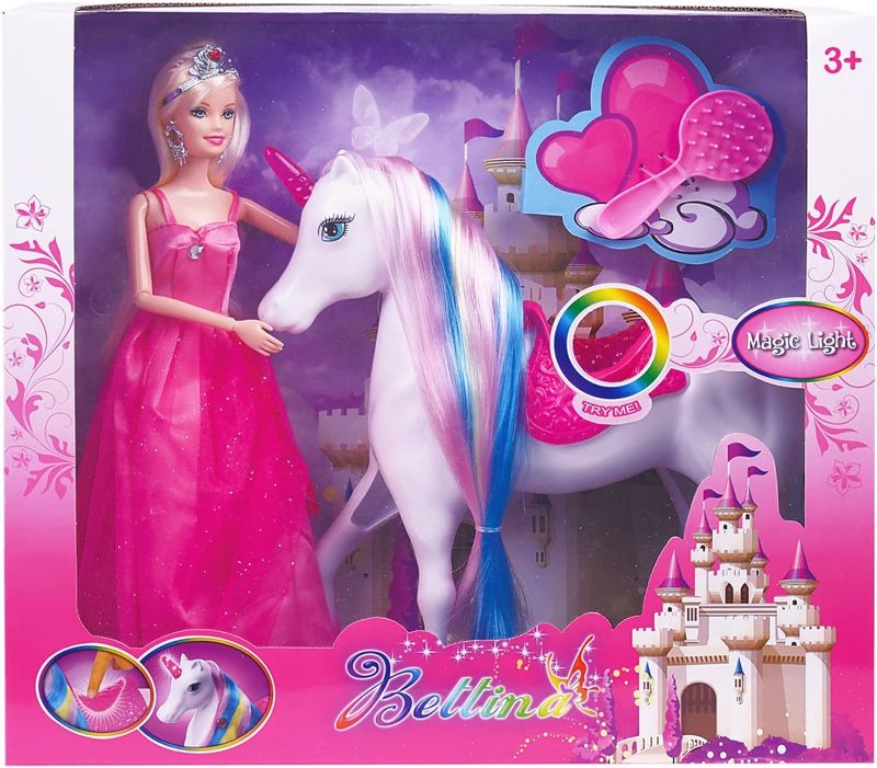 Photo 1 of Princess Doll and Magic Light Unicorn Playset, Unicorn Princess Toys Gifts for Girls Kids Aged 3 4 5 6, Present for Christmas, Birthday
