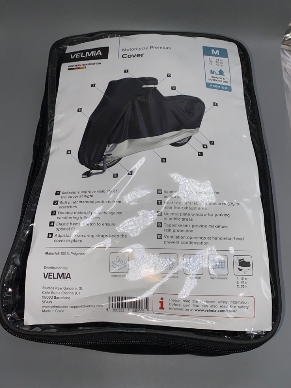 Photo 3 of VELMIA Motorcycle Cover extremely heat resistant up to 550 F I High standard motorcycle cover waterproof outdoor for all seasons, motorcycle storage, scooter cover, moped cover, harley cover
