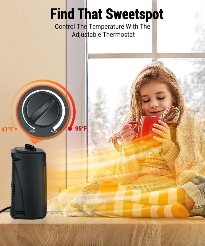 Photo 2 of Space Heater Indoor, 1500W Electric Portable Space Heaters for Indoor Use, PTC Ceramic Small Desk Room Heater with Thermostat, Fast Heating and Fan Modes, Safe & Quiet for Office & Bedroom 1
