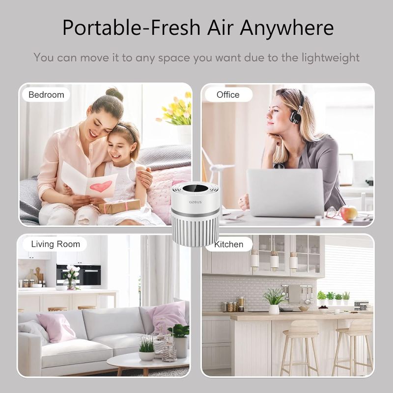 Photo 3 of Koios Air Purifier for Large Room With High CARD Rate, Portable Desktop Air Purifier With H13 True HEPA Filter and 3 Modes for Travelling Small Room, Bedroom, Home,Office
