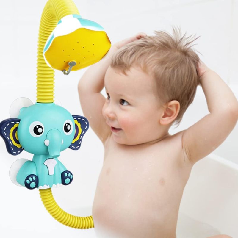 Photo 2 of Baby Bath Shower Baby Bath Toys Elephant Water Pumps and Trunk Spout Rinser for Newborn Babies Bath Toys
