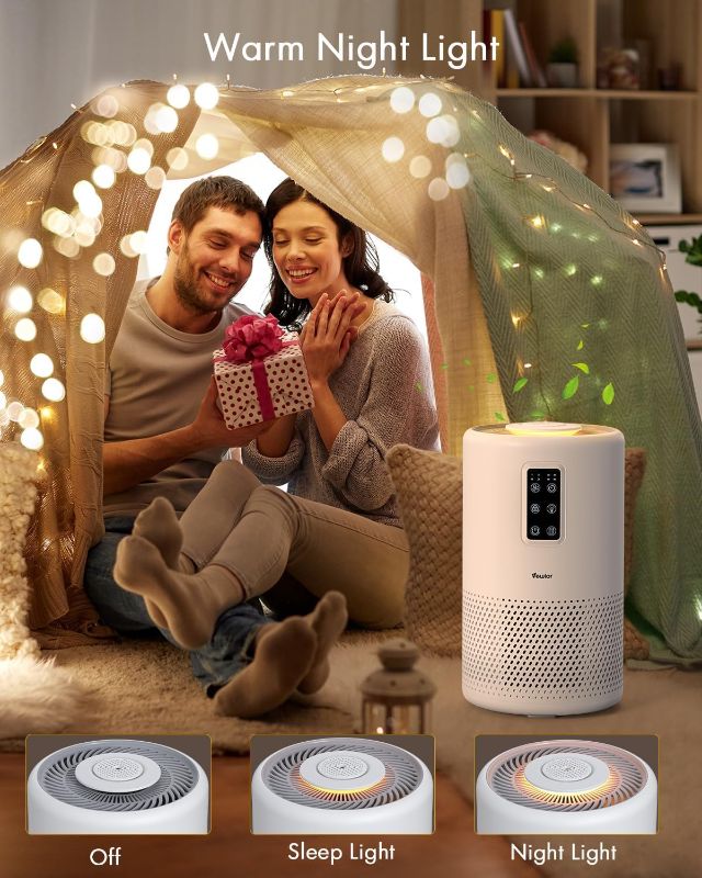 Photo 2 of Air Purifiers for Home Large Room with Night Light up to 1076ft², VEWIOR H13 True HEPA Air Cleaner with Fragrance Sponge, Sleep Mode, Timer, Speed, Lock, for Wildfire Smoke Pet Dust Pollen Odor
