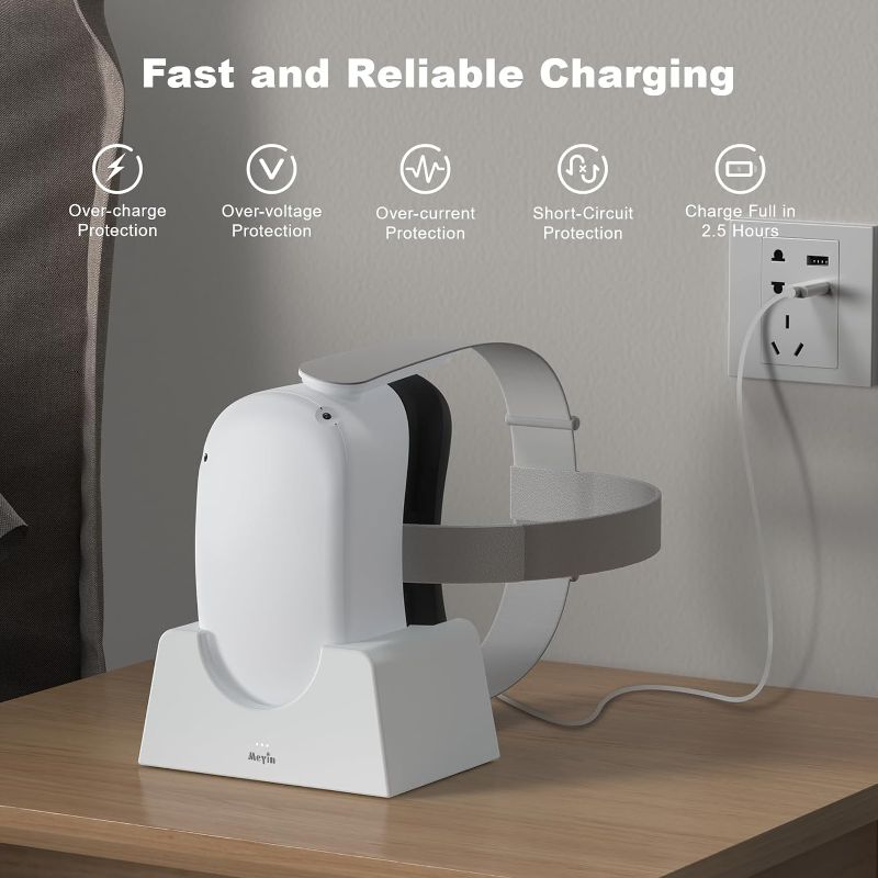 Photo 2 of 1 SIWIQU Black  Charging Dock for Oculus Quest 2, Headset Charging Stand with USB-C Charger and Cable, White
